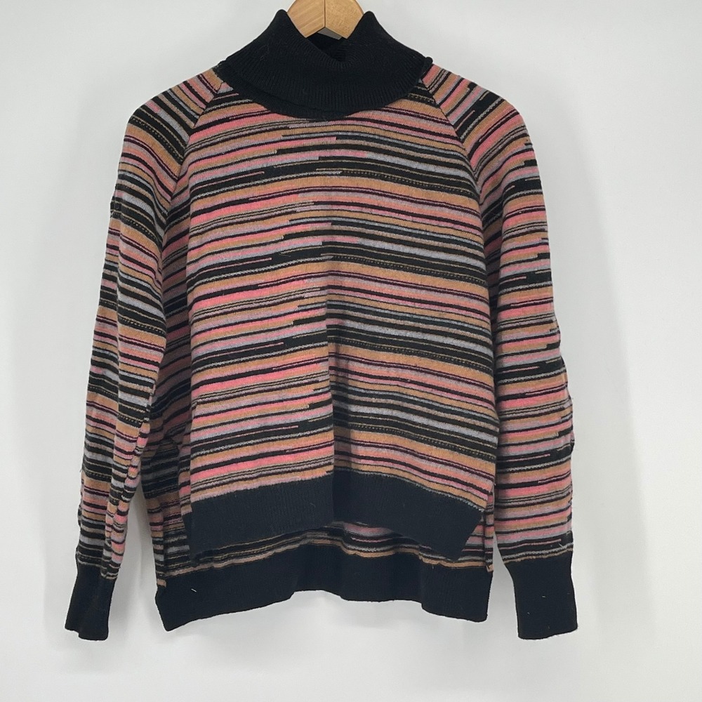 Nude Striped Turtleneck Sweater Pink Brown Gray Black Cozy Knit Casual Designer